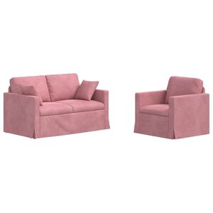 vidaXL Canap&eacute; 2 pcs Rose 138 x 78 x 80 cm Velours
