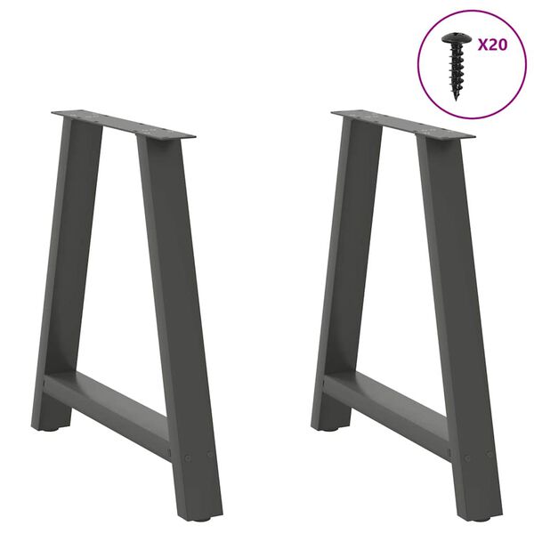 vidaXL Pieds de table à manger en forme de A 2 pièces Anthracite 70 x (72-73) cm Acier