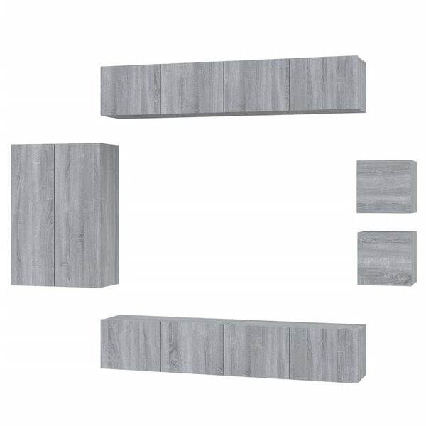 vidaXL Ensemble de meubles TV 8 pcs Sonoma gris Bois d'ing&eacute;nierie
