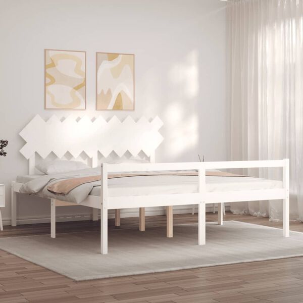 vidaXL Lit pour personne &acirc;g&eacute;e sans matelas blanc bois massif