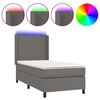 vidaXL Sommier &agrave; lattes de lit matelas LED Gris 90x200 cm Similicuir