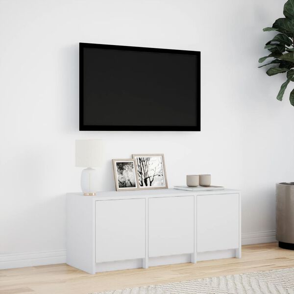 vidaXL Meuble TV avec LED blanc 97x34x40 cm bois d'ingénierie
