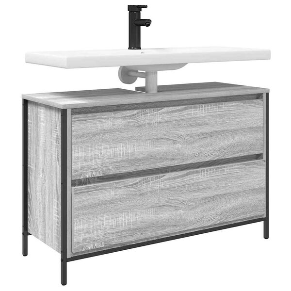 vidaXL Meuble de salle de bain lavabo tiroirs sonoma gris 90x34,5x60cm