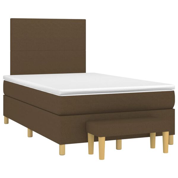 vidaXL Sommier &agrave; lattes de lit et matelas marron fonc&eacute; 120x190cm tissu