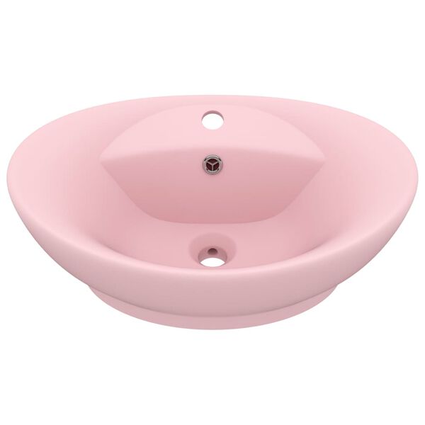 vidaXL Lavabo ovale de luxe &agrave; trop-plein Rose mat 58,5x39 cm C&eacute;ramique