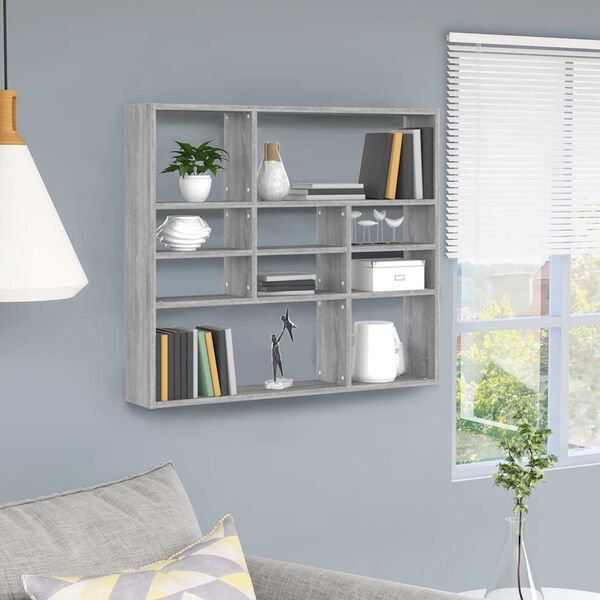 vidaXL &Eacute;tag&egrave;re murale Sonoma gris 90x16x78 cm Bois ing&eacute;nierie
