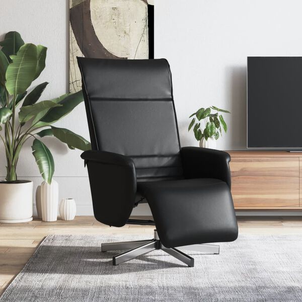 vidaXL Fauteuil inclinable avec repose-pieds noir similicuir