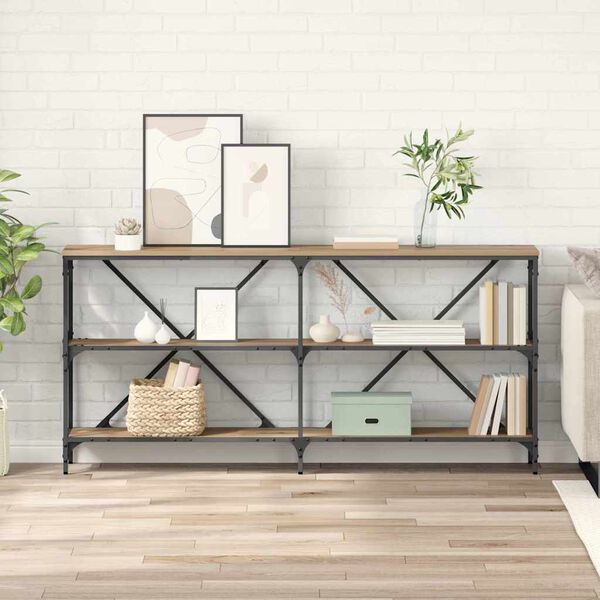 vidaXL Table console avec &eacute;tag&egrave;re Ch&ecirc;ne artisanal 160 x 30 x 75 cm