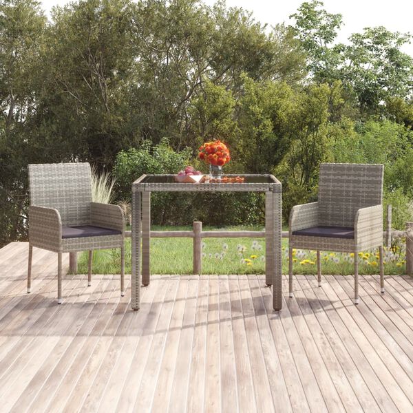 vidaXL Chaises de jardin avec coussins lot de 2 R&eacute;sine tress&eacute;e Gris