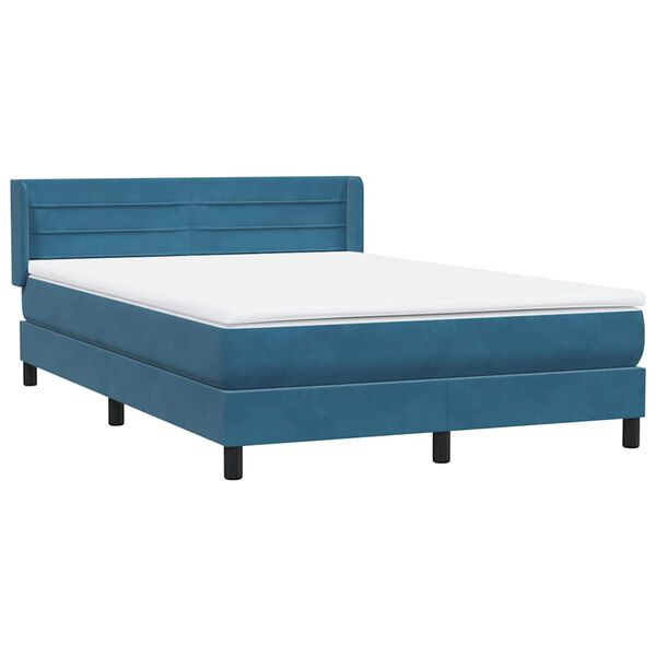vidaXL Sommier &agrave; lattes de lit et matelas bleu fonc&eacute; 140x220cm velours