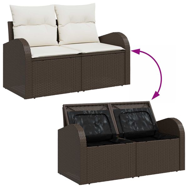 vidaXL Ensemble de canap&eacute; de jardin avec coussin 5 pcs Marron et Cr&egrave;me