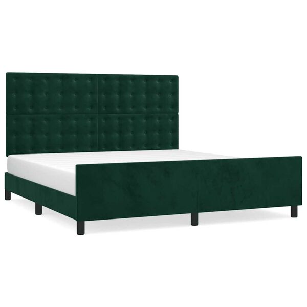 vidaXL Cadre de lit sans matelas vert fonc&eacute; 160x200 cm velours