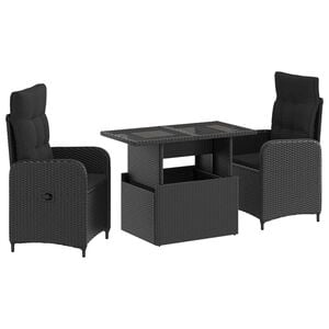 vidaXL Ensemble de repas ext&eacute;rieur 3 pc Noir polyrotin