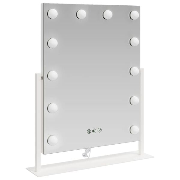 vidaXL Miroir de Coiffure LED Blanc 44 x 10 x 53 cm Verre et acier