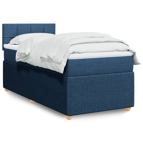vidaXL Sommier à lattes de lit avec matelas Bleu 90x190 cm Tissu