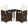 vidaXL Ensemble &agrave; manger de jardin 5 pcs et coussins marron poly rotin