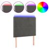 vidaXL T&ecirc;te de lit &agrave; LED Gris fonc&eacute; 80x5x118/128 cm Velours