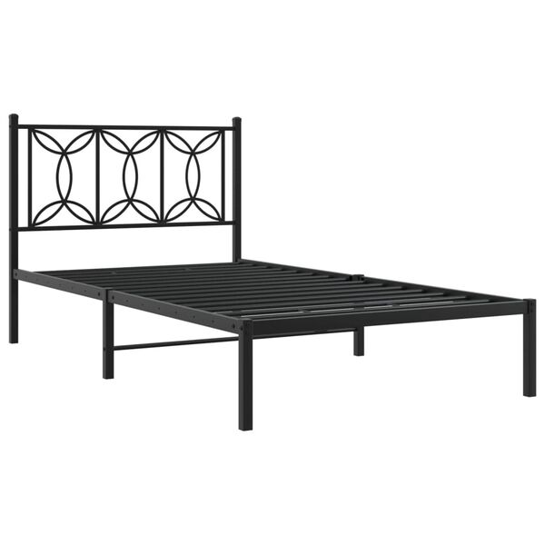 vidaXL Cadre de lit m&eacute;tal sans matelas avec t&ecirc;te de lit noir 100x190cm