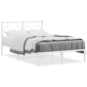 vidaXL Cadre de lit m&eacute;tal sans matelas et t&ecirc;te de lit blanc 120x190 cm