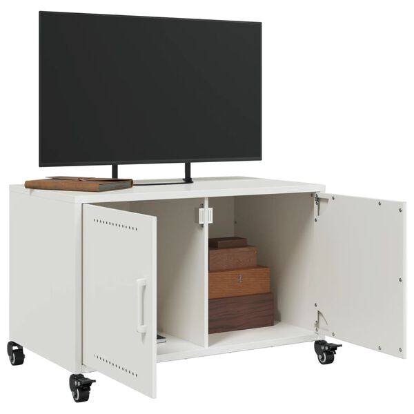 vidaXL Meuble TV blanc 68x39x43,5 cm acier
