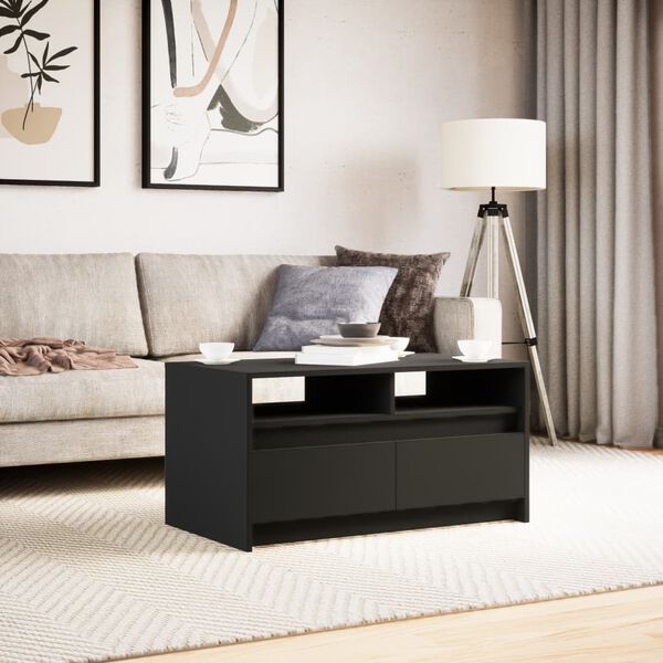 vidaXL Table basse avec lumières LED noir bois d'ingénierie