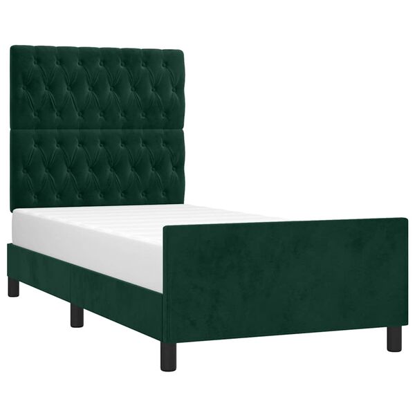 vidaXL Cadre de lit sans matelas vert fonc&eacute; 90x200 cm velours