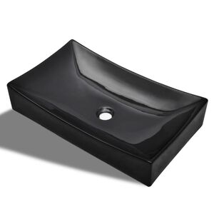 vidaXL Vasque rectangulaire c&eacute;ramique Noir pour salle de bain