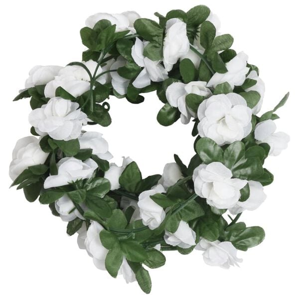 vidaXL Guirlandes de fleurs de No&euml;l 6 pcs blanc 250 cm