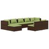 vidaXL Salon de jardin avec coussins 9 pcs marron r&eacute;sine tress&eacute;e