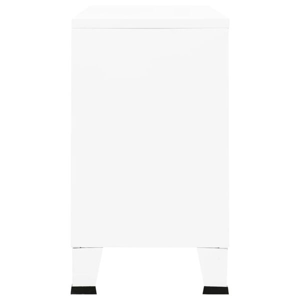 vidaXL Buffet industriel Blanc 105x35x62 cm Métal et verre