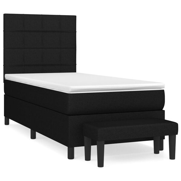 vidaXL Sommier &agrave; lattes de lit et matelas Noir 80x200 cm Tissu