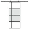 vidaXL Porte coulissante kit de quincaillerie tremp&eacute; verre aluminium