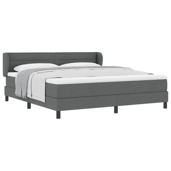 vidaXL Lit &agrave; ressorts avec matelas Gris fonc&eacute; 180 x 200 cm tissu