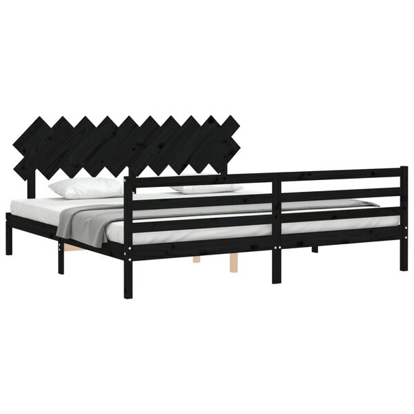 vidaXL Cadre de lit sans matelas noir 200x200 cm bois massif