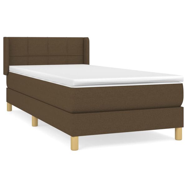 vidaXL Sommier &agrave; lattes de lit avec matelas Marron fonc&eacute; 90x200 cm