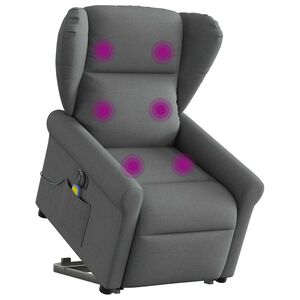 vidaXL Fauteuil inclinable de massage &eacute;lectrique Gris fonc&eacute; Tissu