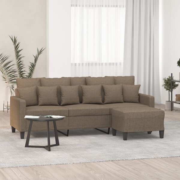 vidaXL Canap&eacute; &agrave; 3 places avec repose-pieds Taupe 180 cm Tissu