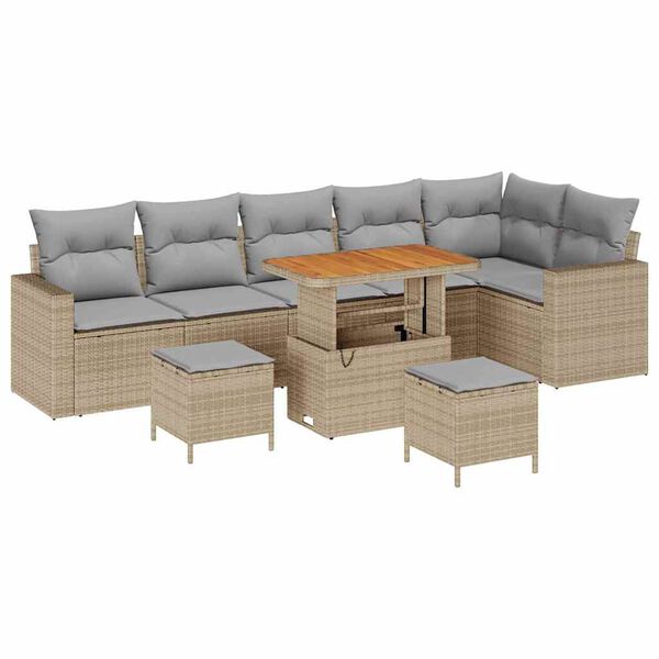vidaXL Ensemble de canap&eacute; de jardin 11 pcs Beige et Gris clair