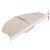 vidaXL Tapis d'escalier 15 pi&egrave;ces 65 x 24 x 4 cm Taupe Demi-rond Grand