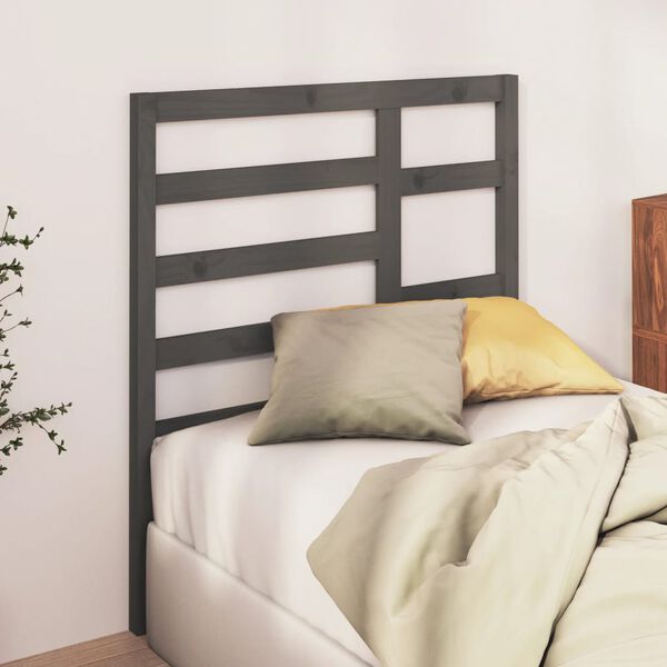 vidaXL T&ecirc;te de lit Gris 81x4x104 cm Bois massif de pin