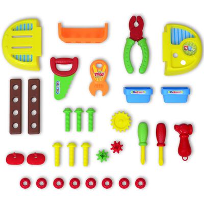 Établi-jouet avec outils pour enfants Bleu + Jaune