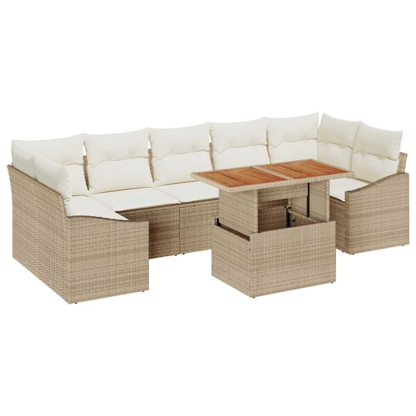 vidaXL Ensemble de canap&eacute; de jardin avec coussin 8 pcs Beige et cr&egrave;me