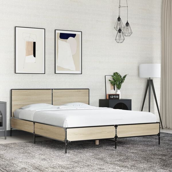 vidaXL Cadre de lit sans matelas chêne sonoma 140x190 cm