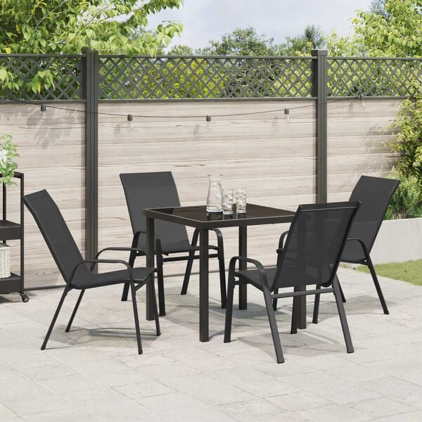 vidaXL Ensemble de salle &agrave; manger pour jardin 5 pcs Noir