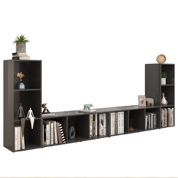 vidaXL Meubles TV 4 pcs Gris 107x35x37 cm Bois d'ingénierie