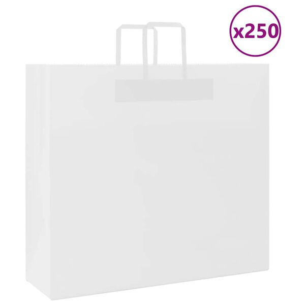 vidaXL Sacs en papier 250 pcs avec poign&eacute;es blanc 54x15x49 cm