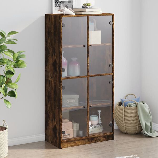 vidaXL Buffet haut avec portes ch&ecirc;ne fum&eacute; 68x37x142 cm bois ing&eacute;nierie