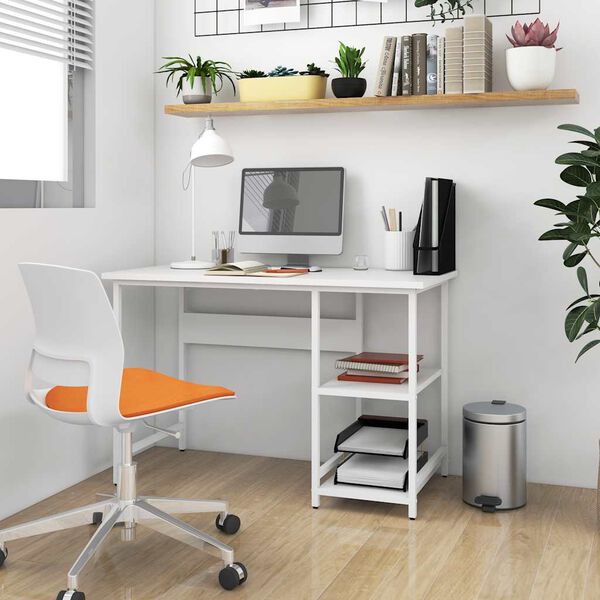 vidaXL Bureau d'ordinateur Blanc 105x50x72 cm MDF et m&eacute;tal