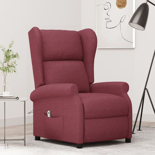 vidaXL Fauteuil inclinable &eacute;lectrique &agrave; oreilles rouge bordeaux tissu