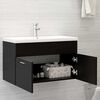 vidaXL Armoire d'&eacute;vier avec lavabo int&eacute;gr&eacute; Noir Agglom&eacute;r&eacute;